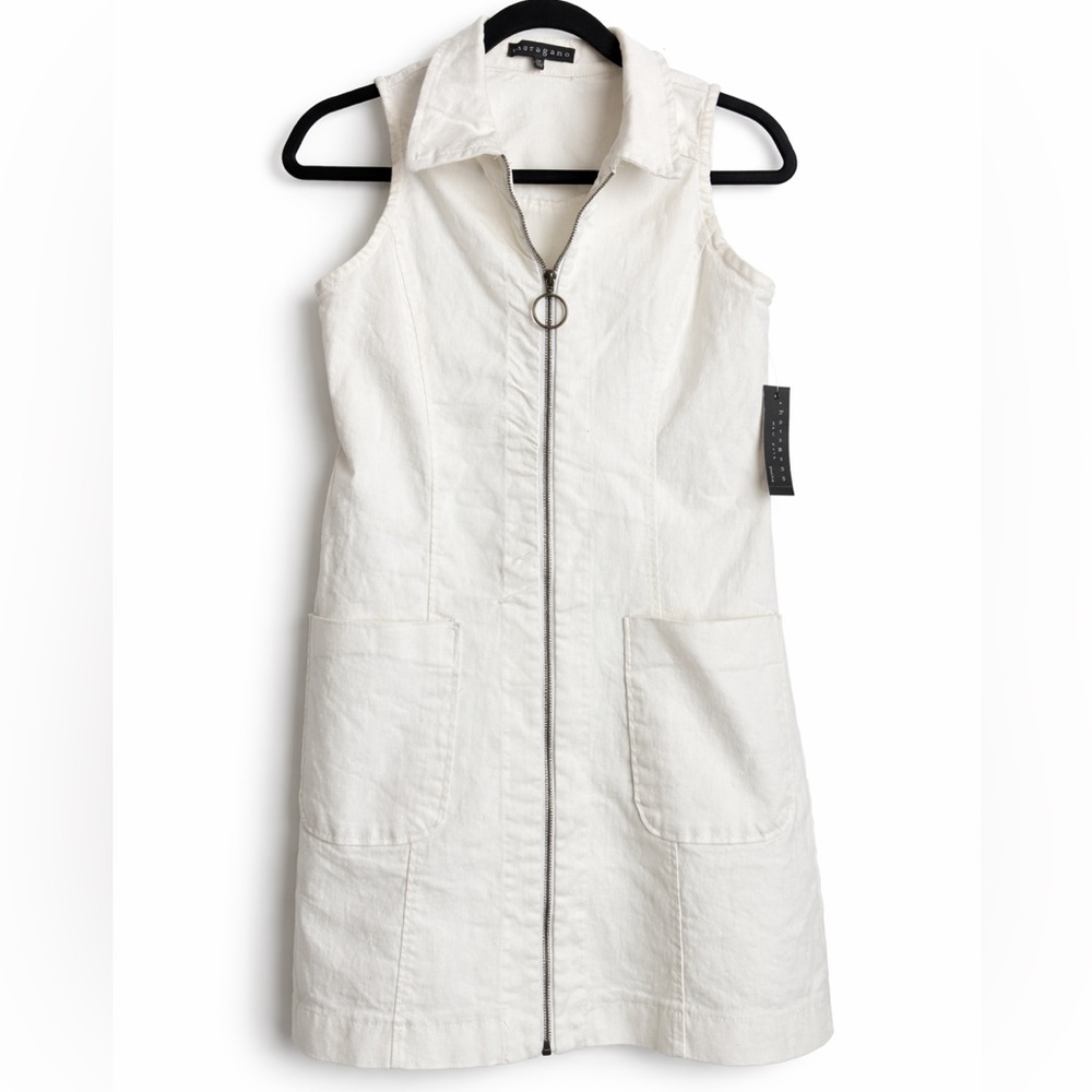 Sharagano Sleeveless Zip Front Dress Cream Size 8P